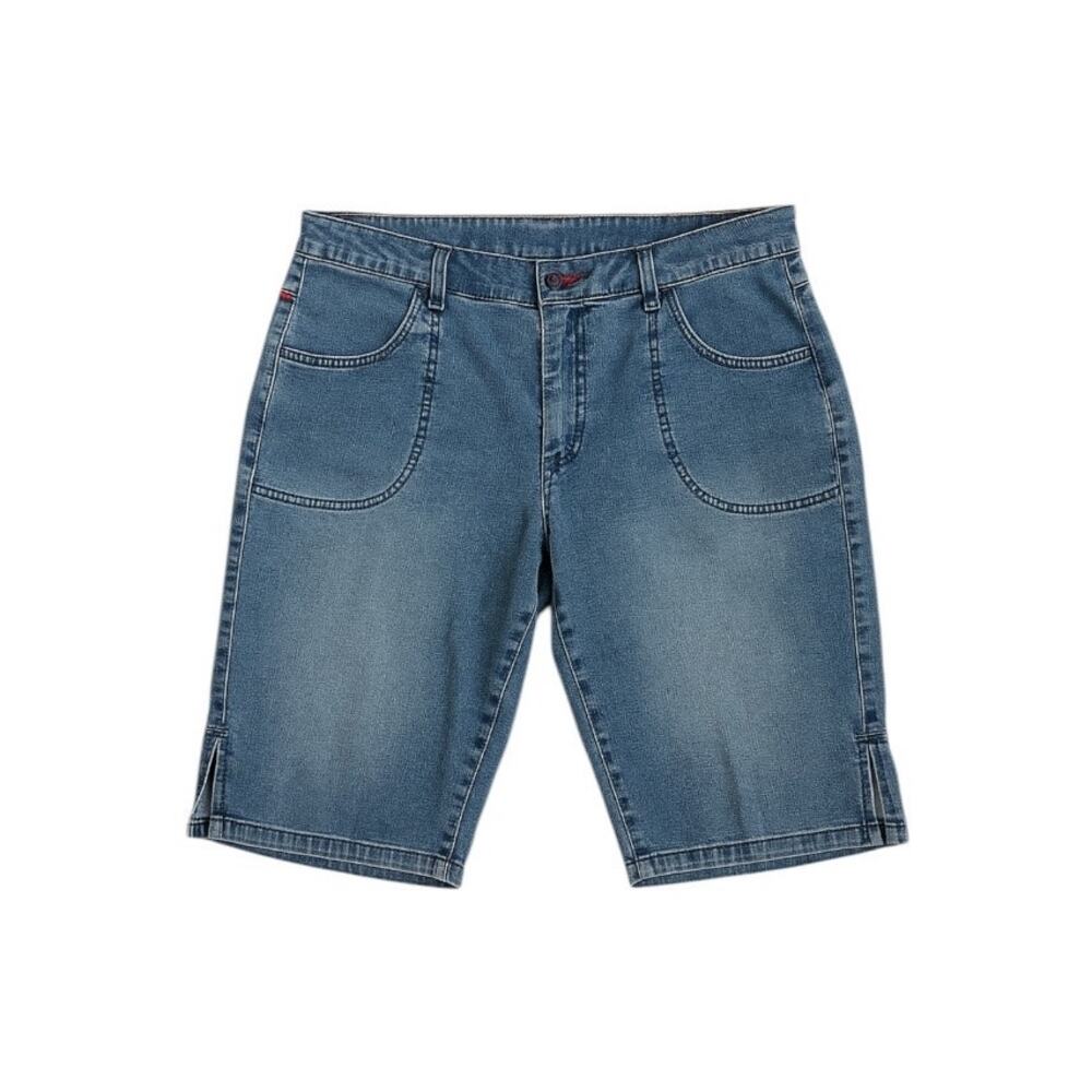 Tommy Hilfiger Y2K Bermuda Denim Shorts Size 5 Light Wash Split Hem